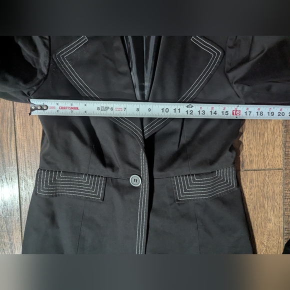 Jones New York Suit Women's Black Lab Coat & Skirt White Accent Size 4 Vintage - Picture 7 of 16